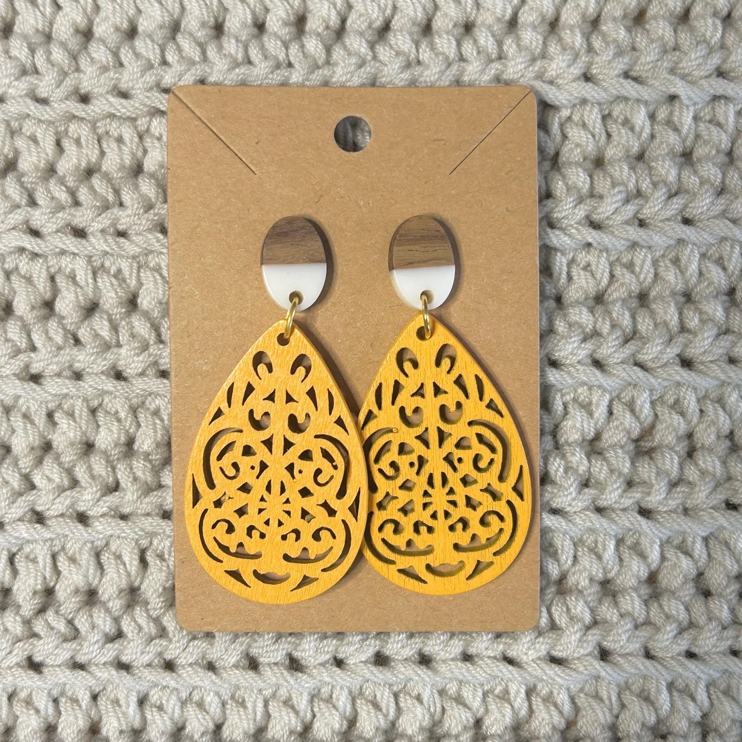 Wood Resin Post Large Dangles Colorful Wood Circle Stud Earrings Comfortable Hypoallergenic Posts Everyday Wear