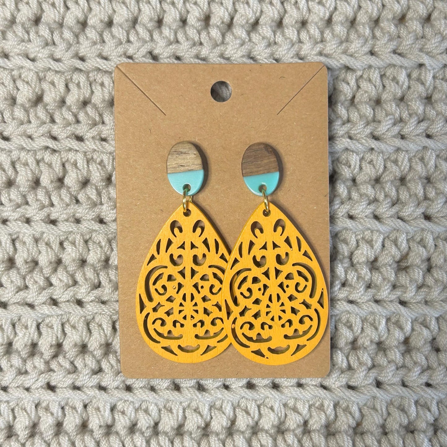 Wood Resin Post Large Dangles Colorful Wood Circle Stud Earrings Comfortable Hypoallergenic Posts Everyday Wear