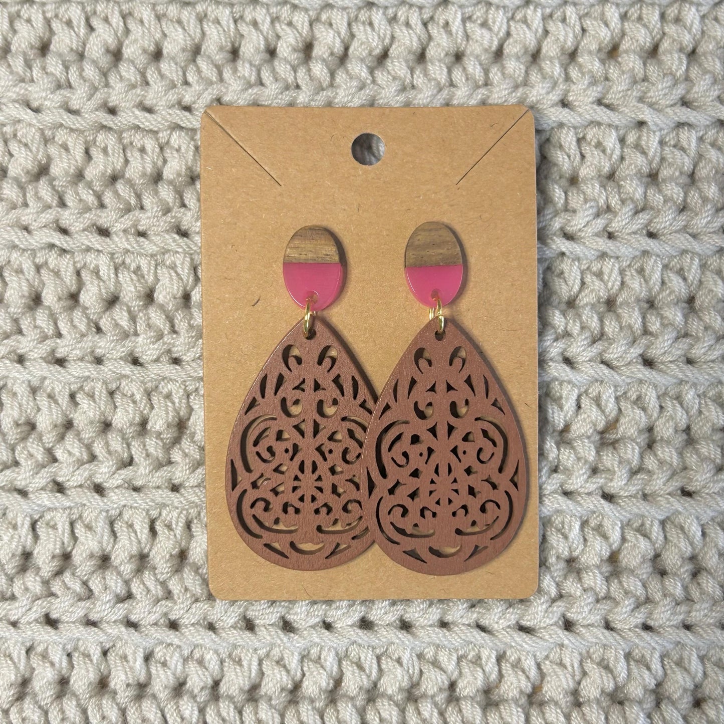 Wood Resin Post Large Dangles Colorful Wood Circle Stud Earrings Comfortable Hypoallergenic Posts Everyday Wear
