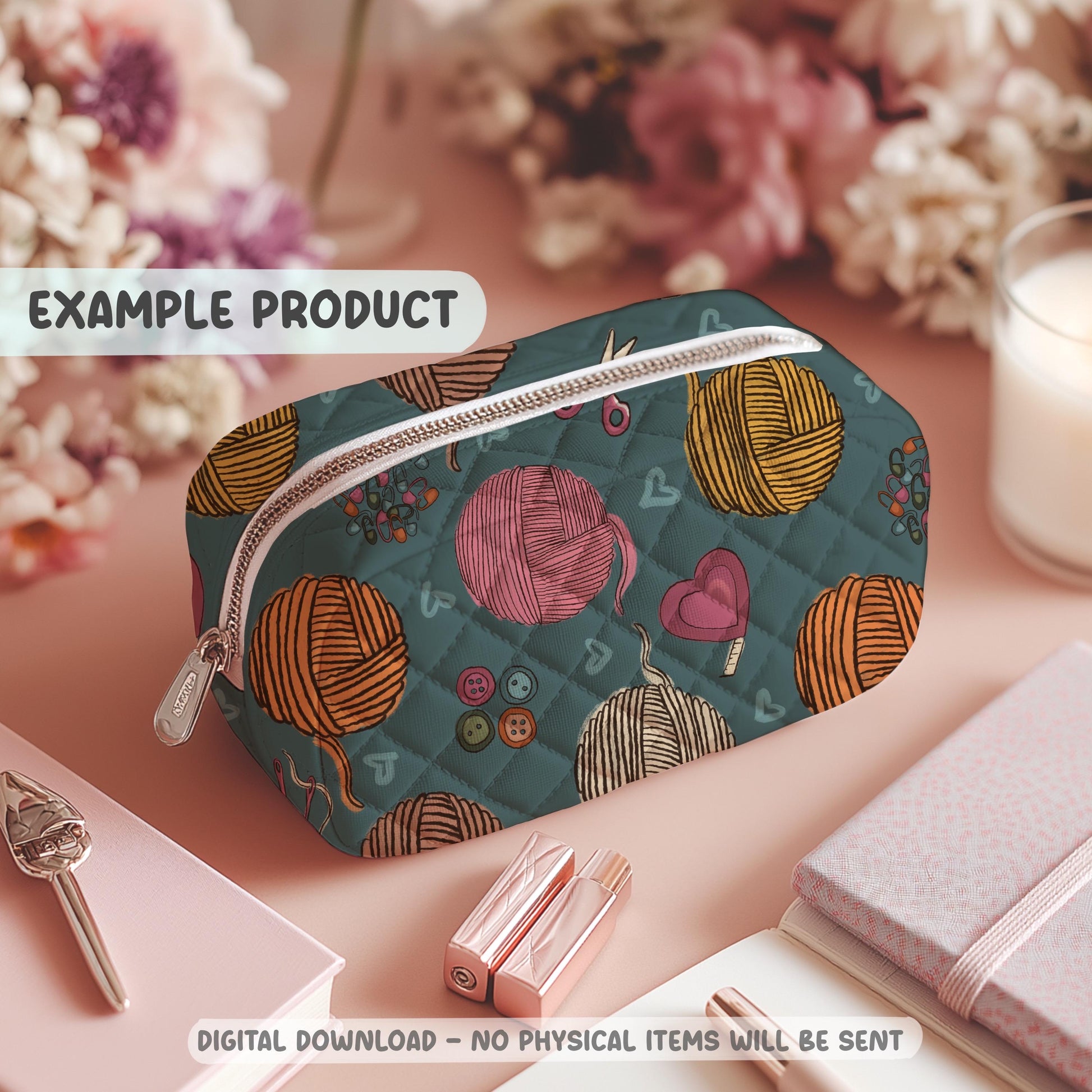 Yarnspiration Teal Seamless Pattern PNG File
