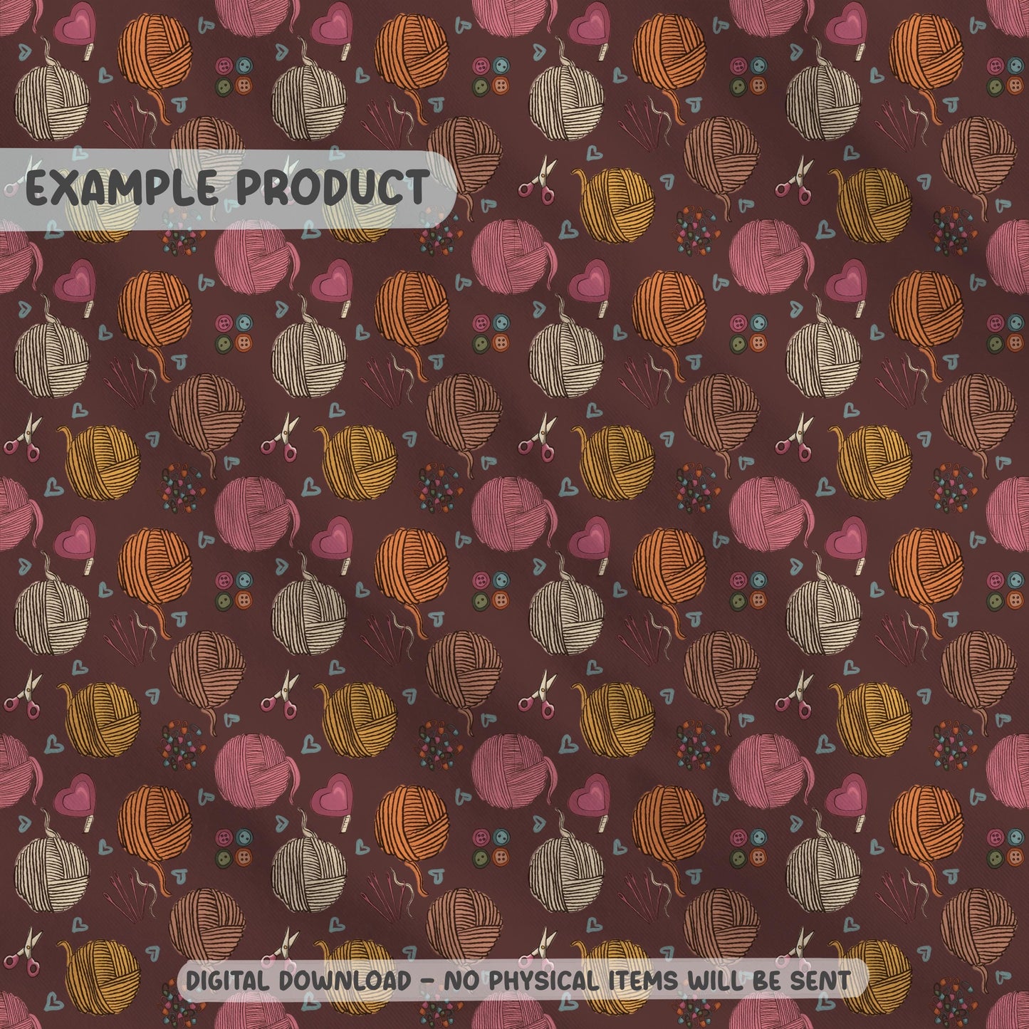 Yarnspiration Dark Pink Seamless Pattern PNG File