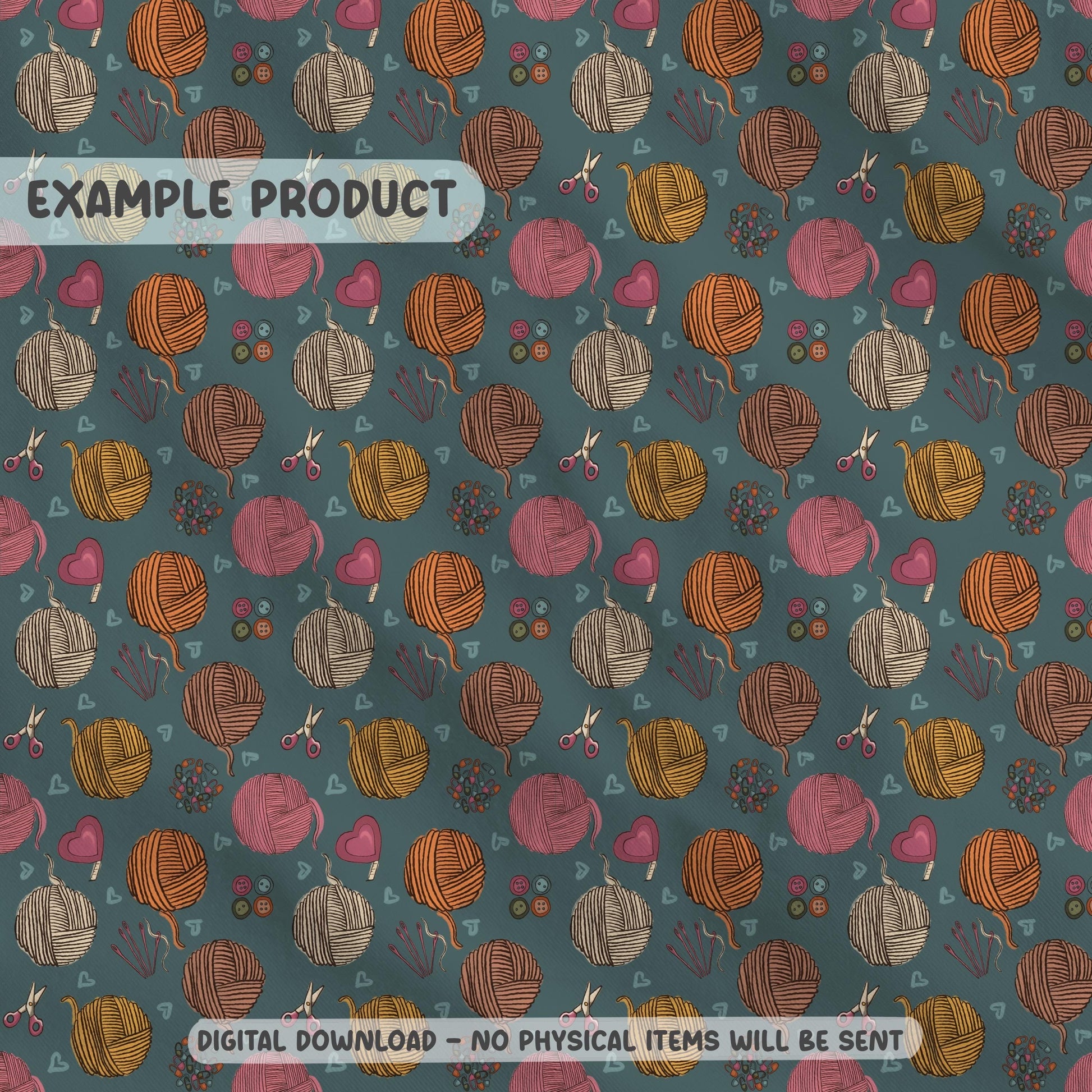 Yarnspiration Teal Seamless Pattern PNG File