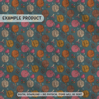 Yarnspiration Teal Seamless Pattern PNG File