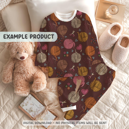 Yarnspiration Dark Pink Seamless Pattern PNG File