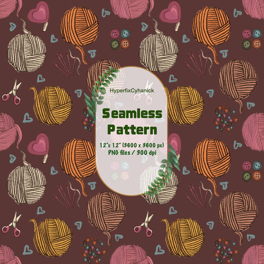Yarnspiration Dark Pink Seamless Pattern PNG File